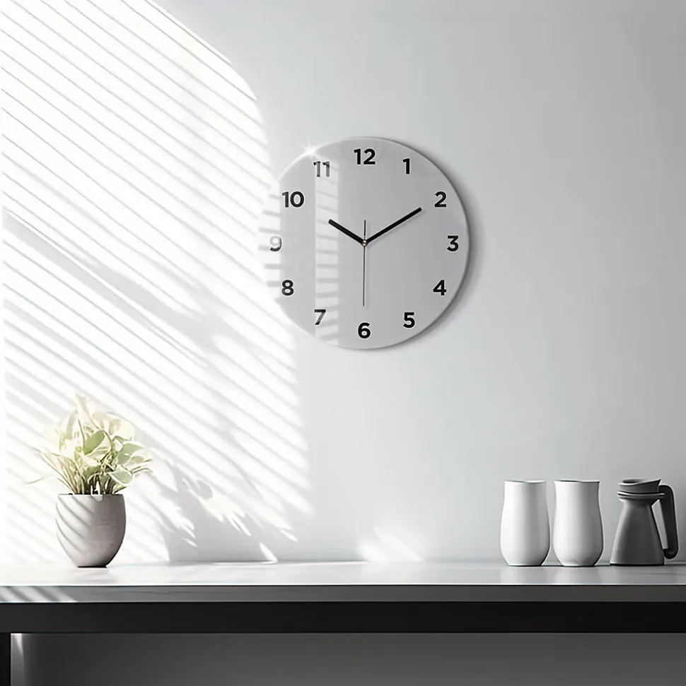 Horloge murale Wallfluent fi30 cm Avec chiffres Aiguilles noires Gris clair 1 pcs