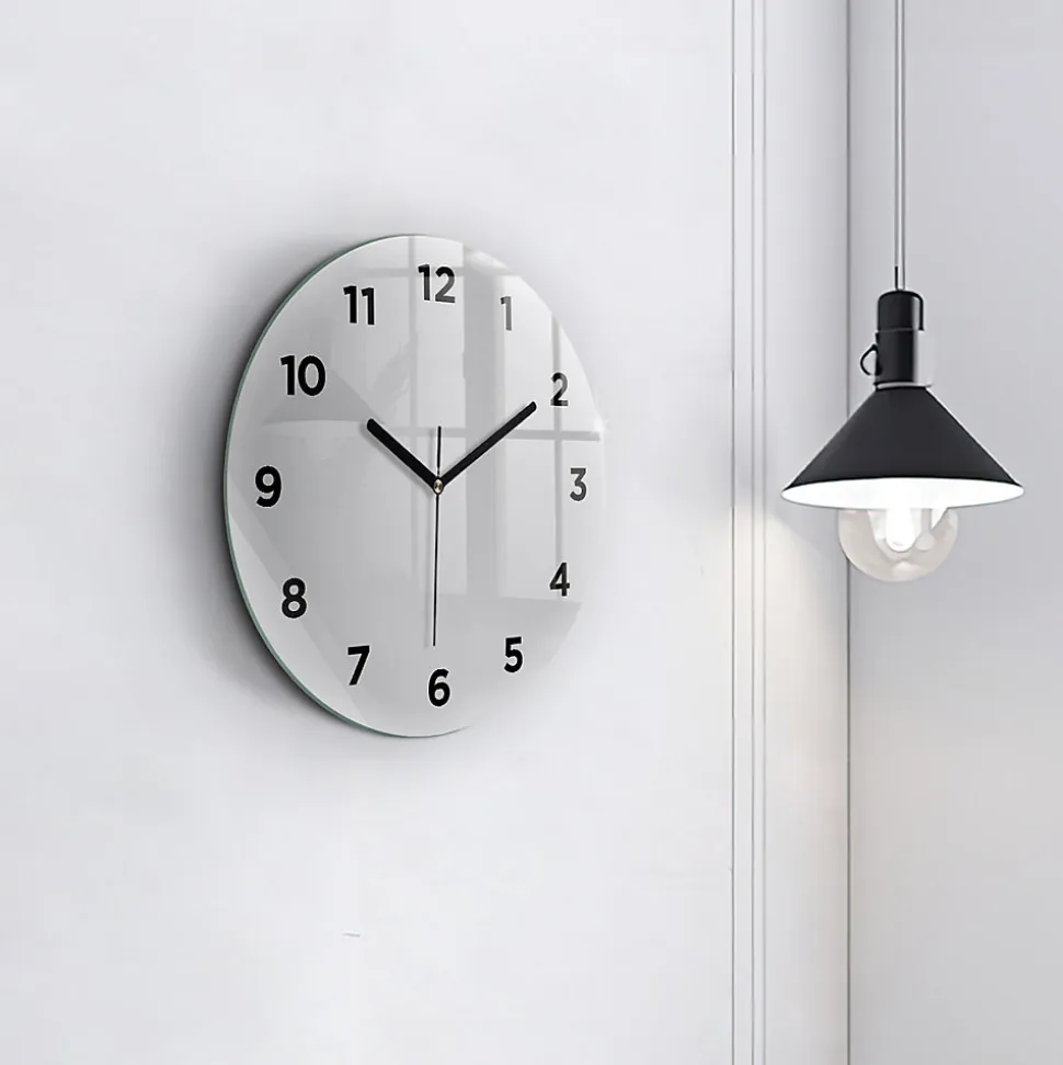 Horloge murale Wallfluent fi30 cm Avec chiffres Aiguilles noires Gris clair 1 pcs