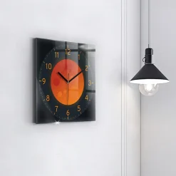 Horloge murale Wallfluent 30x30 cm Aiguilles noires Lune pleine 1 pcs