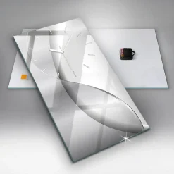 Horloge murale Wallfluent 30x60 cm Aiguilles blanches Abstraction argentée 1 pcs