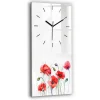 Horloge murale Wallfluent 30x60 cm Aiguilles noires Coquelicots rouges peints 1 pcs