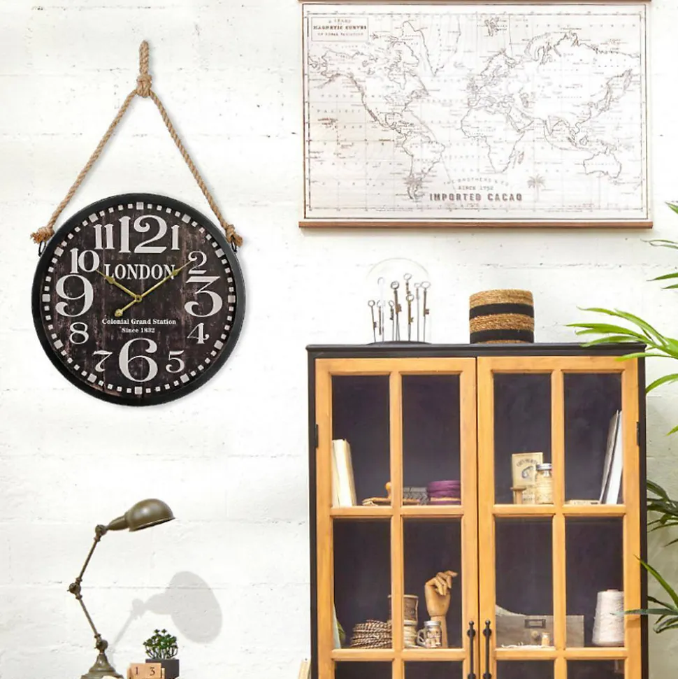 Horloge noire à suspendre - métal D52 cm - Atmosphera