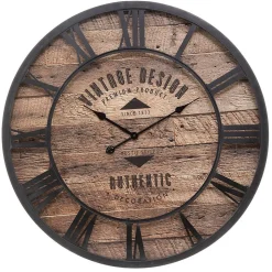 Horloge Oscar - noir - métal et bois D80 cm - Atmosphera