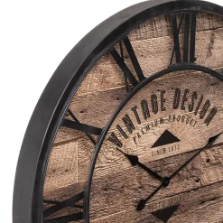 Horloge Oscar - noir - métal et bois D80 cm - Atmosphera
