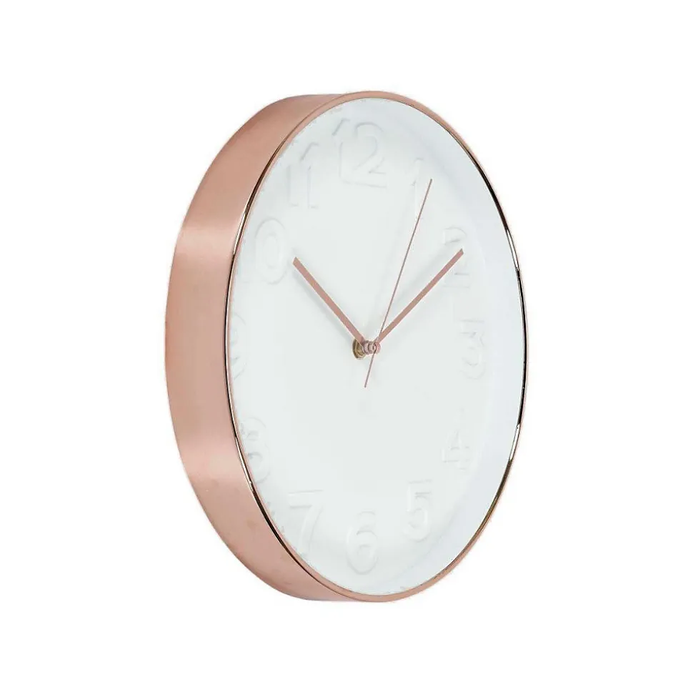 Horloge ronde cuivrée et blanche 30.5 cm