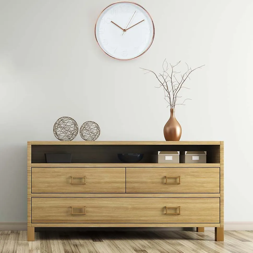 Horloge ronde cuivrée et blanche 30.5 cm