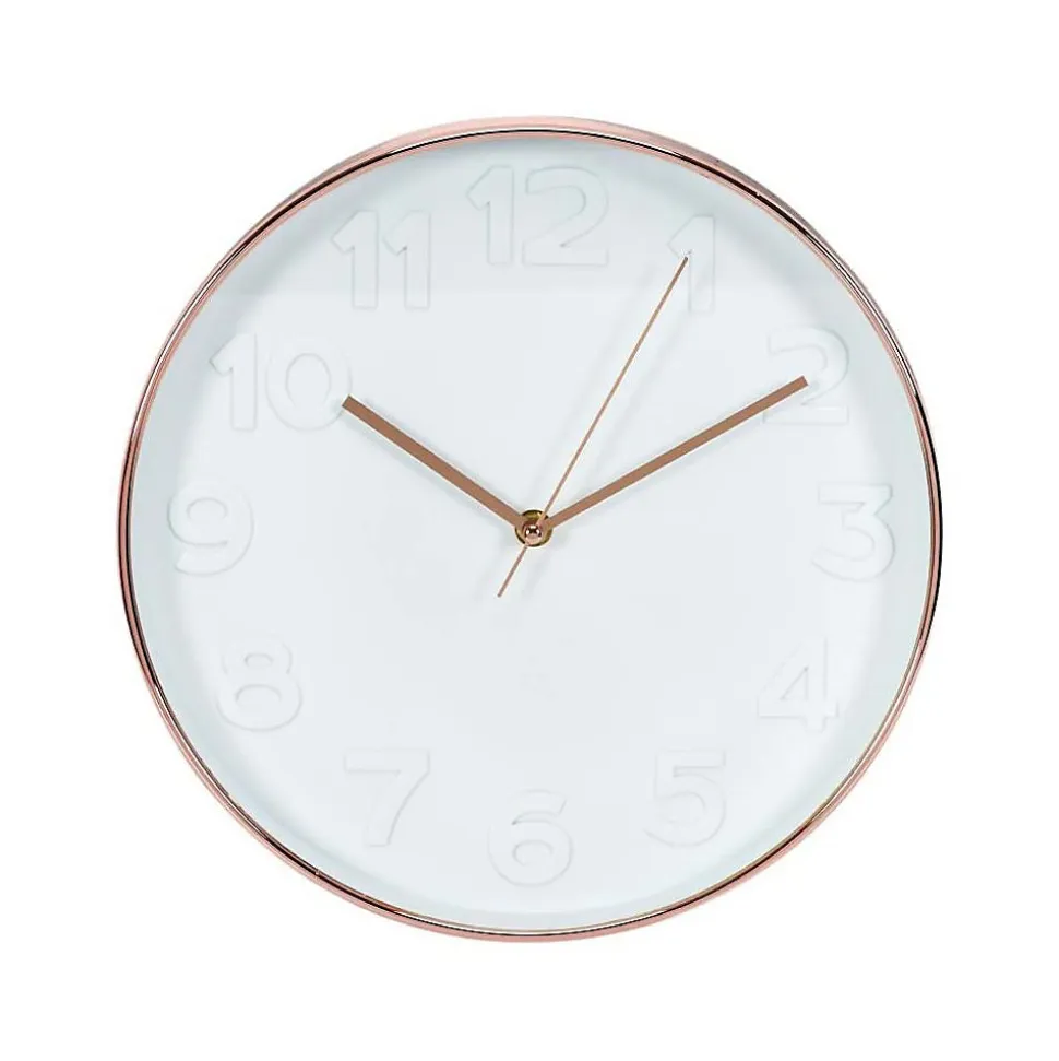 Horloge ronde cuivrée et blanche 30.5 cm