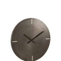 Horloge ronde en métal gris 77x4x77 cm