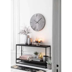Horloge ronde en métal gris 77x4x77 cm