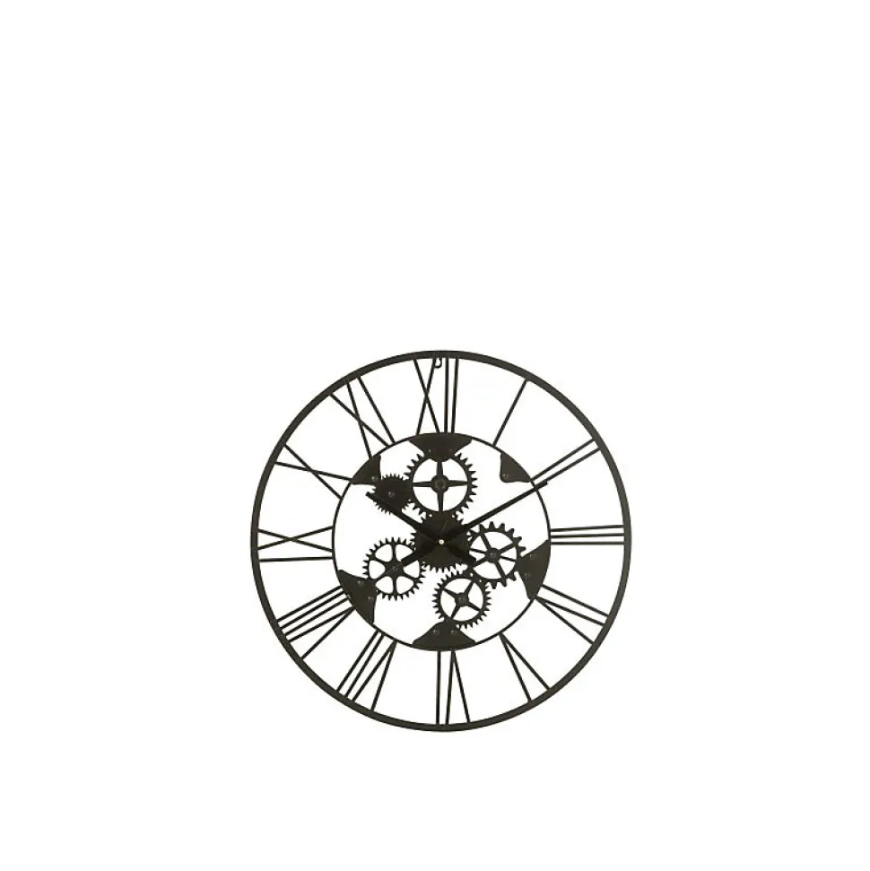 Horloge ronde en métal noir 60x4x60 cm