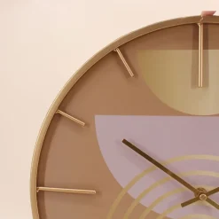 Horloge ronde métal doré motifs arches 40cm