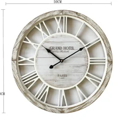 Horloge Salon Horloge Murale Shabby Vintage Bois Blanc 50x50x4,5