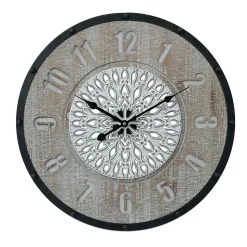 Horloge Suspendue Horloges Murales Brun Noir Mdf Métal Style Vintage
