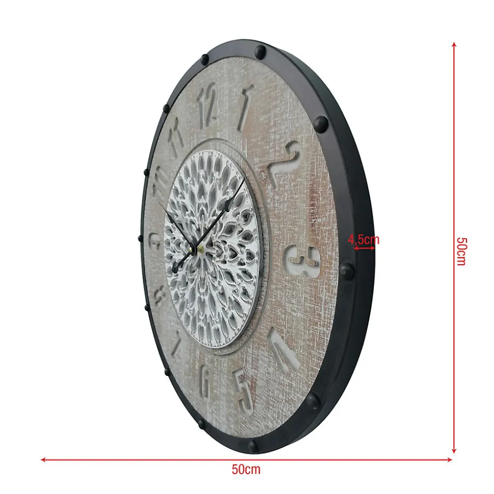 Horloge Suspendue Horloges Murales Brun Noir Mdf Métal Style Vintage