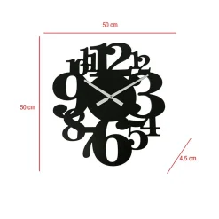 Horloge Suspendue Montres Noir Mdf Grands Chiffres 55x50x4,5