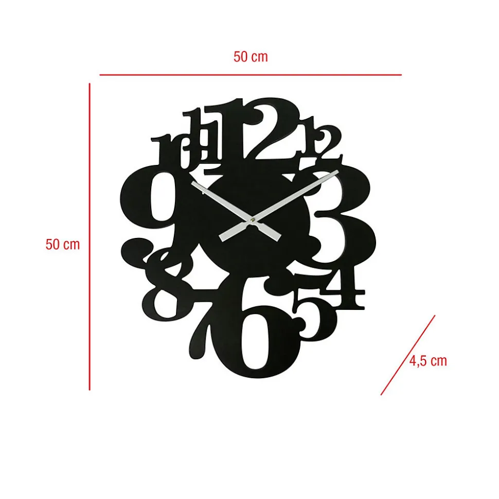 Horloge Suspendue Montres Noir Mdf Grands Chiffres 55x50x4,5