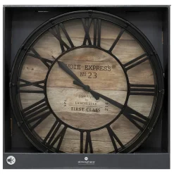 Horloge Vintage - noir & bois D39 cm - Atmosphera