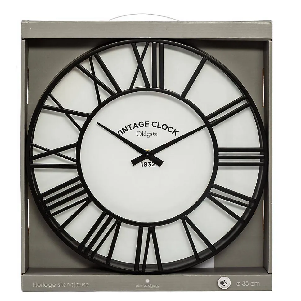 Horloge Vintage - noir D35 cm - Atmosphera