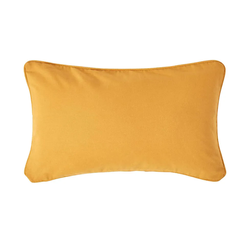 Housse coussin uni jaune moutarde - 30 x 50 cm - HOMESCAPES