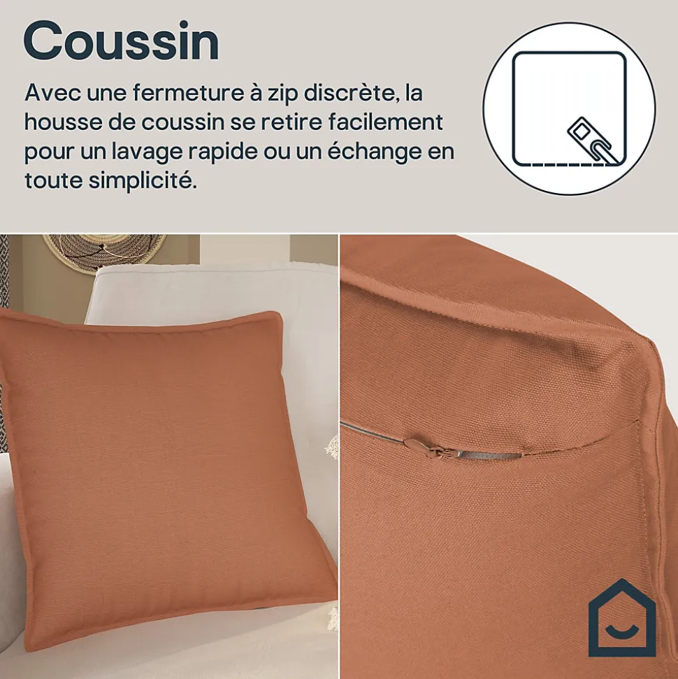 Housse de coussin 100% coton Hiva terracotta l.45 x H.45cm GoodHome