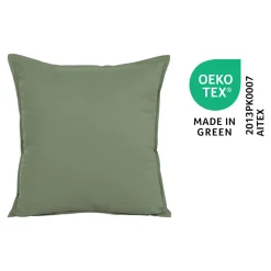 Housse de coussin 100% coton Hiva vert kaki clair l.60 x H.60cm GoodHome