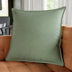 Housse de coussin 100% coton Hiva vert kaki clair l.60 x H.60cm GoodHome