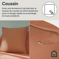 Housse de coussin 100% coton Jalna Terracotta l.45 x H.45cm GoodHome