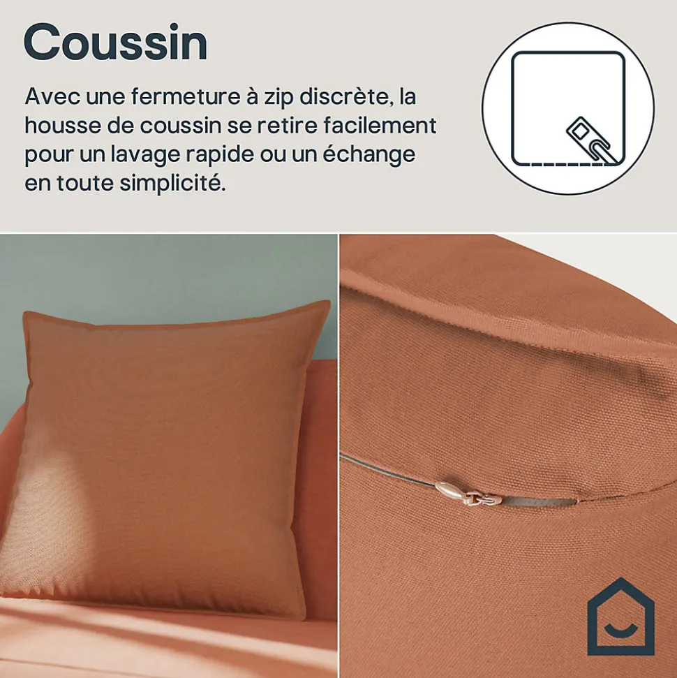 Housse de coussin 100% coton Jalna Terracotta l.45 x H.45cm GoodHome
