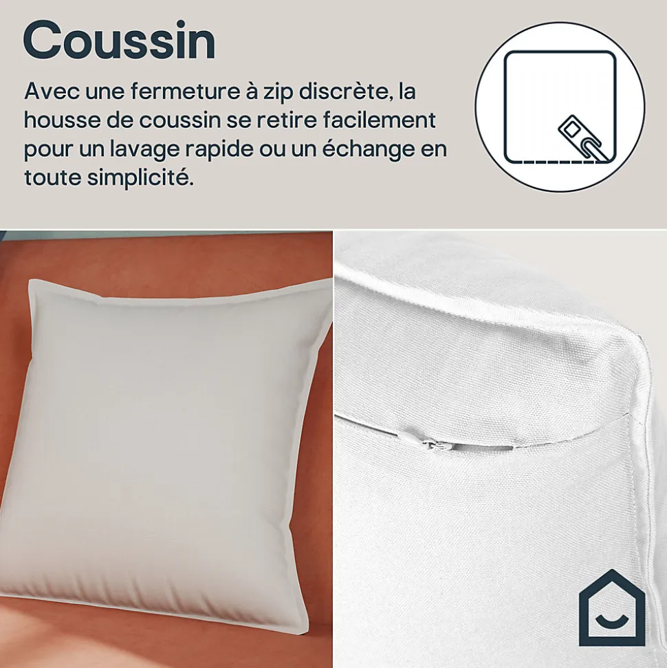 Housse de coussin 100% coton blanc l.45 x H.45 cm GoodHome Hiva