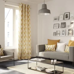 Housse de coussin 100% coton Hiva jaune ocre l.60 x H.60cm GoodHome