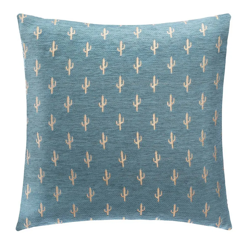 Housse de coussin - coton et chenille - bleu et doré - 40x40 cm - Atmosphera