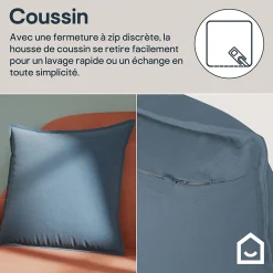 Housse de coussin 100% coton Hiva bleu l.45 x H.45cm GoodHome
