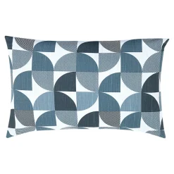 Housse de coussin 100% coton Peca imprimé géométrique bleu marine l.60 x H.40cm GoodHome