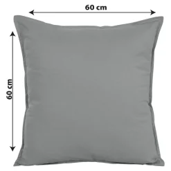 Housse de coussin 100% coton Hiva gris l.60 x H.60cm GoodHome