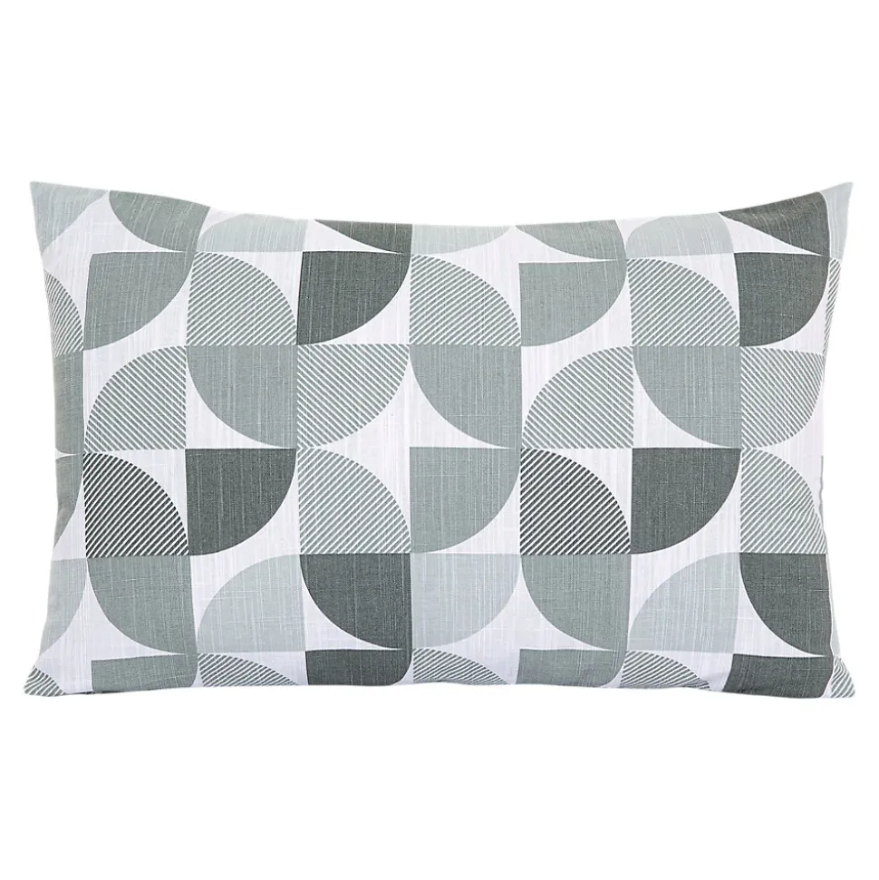 Housse de coussin 100% coton Peca imprimé géométrique gris l.60 x H.40cm GoodHome