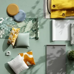 Housse de coussin 100% coton vert celadon l.45 x H.45cm GoodHome Hiva