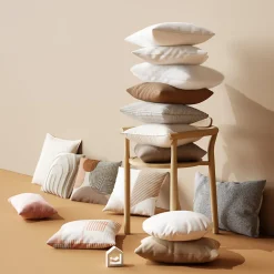 Housse de coussin 100% coton Hiva beige l.60 x H.60cm GoodHome