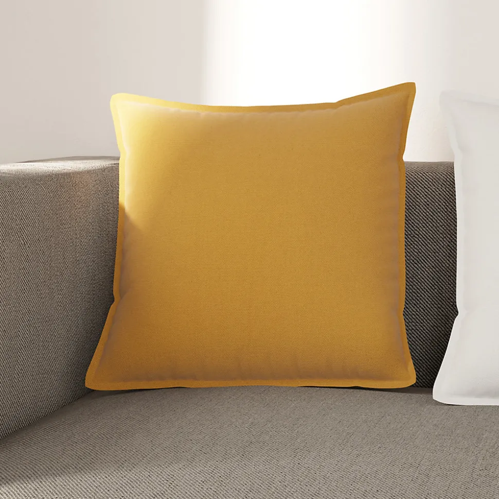 Housse de coussin 100% coton Hiva jaune ocre l.45 x H.45cm GoodHome