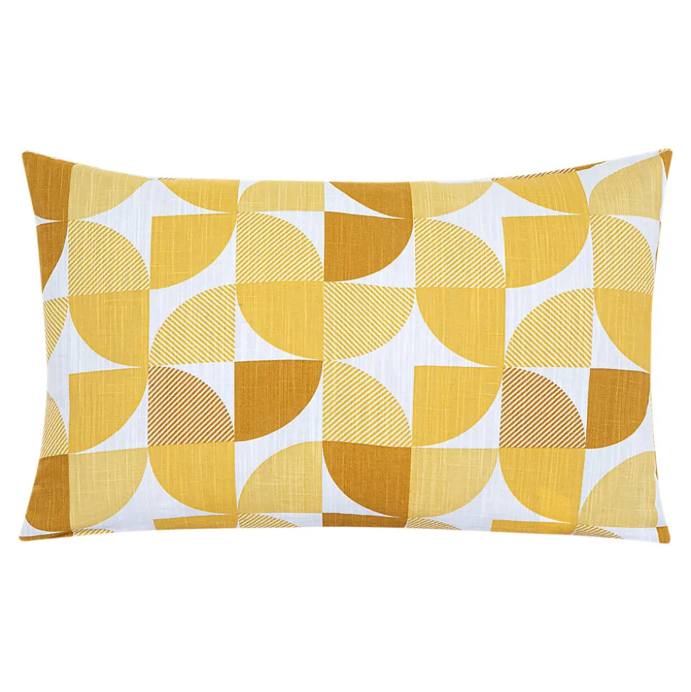 Housse de coussin 100% coton Peca imprimé géométrique jaune l.60 x H.40cm GoodHome