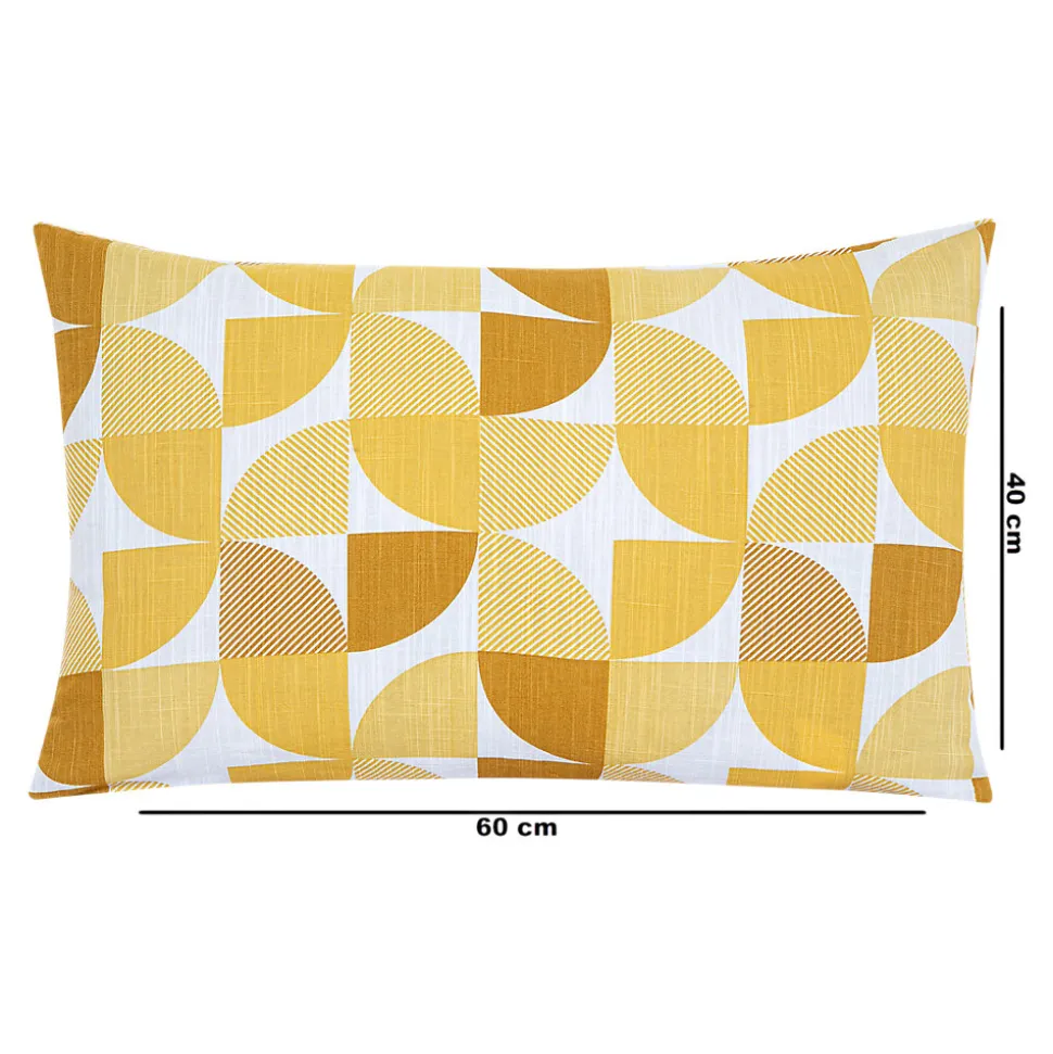 Housse de coussin 100% coton Peca imprimé géométrique jaune l.60 x H.40cm GoodHome
