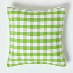 Housse de coussin à grands carreaux vichy vert, 45 x 45 cm - HOMESCAPES