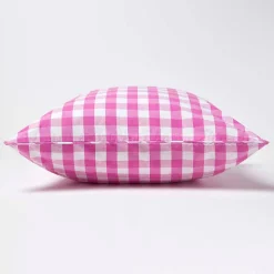 Housse de coussin à grands carreaux vichy rose, 45 x 45 cm - HOMESCAPES
