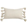 Housse de coussin à pompons en coton beige L.50 x l.30cm Deko & Co