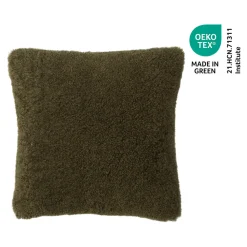 Housse de coussin bouclette Arepa vert kaki l.50 x H.30cm GoodHome