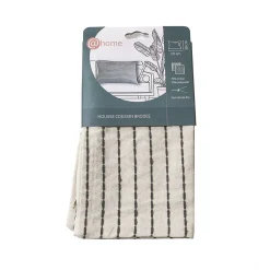 Housse de coussin brodée blanc et gris L.50 x l.30cm Deko & Co