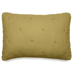 Housse de coussin capitonnée en mousseline de coton 40x60 cm ANDROS jaune jasmin