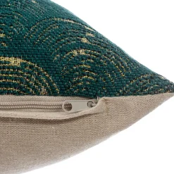 Housse de coussin coton et chenille - vert foncé - 40x40 cm - Atmosphera
