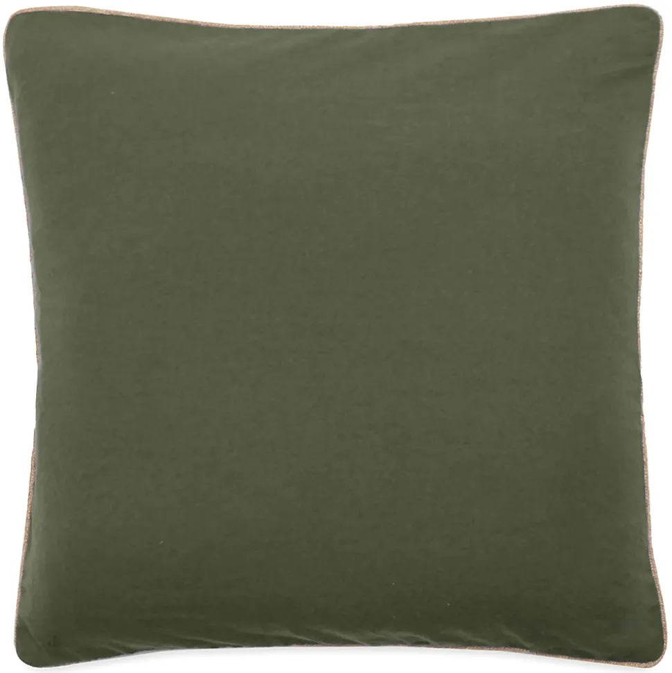 Housse de coussin coton fil teint 45x45 cm HONO DÉCO vert kaki