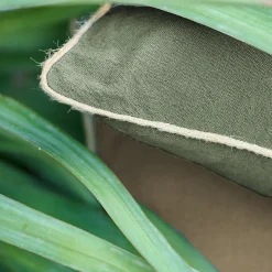 Housse de coussin coton fil teint 45x45 cm HONO DÉCO vert kaki