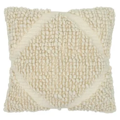Housse de coussin coton tufté Bammy blanc cassé l.45 x H.45cm GoodHome